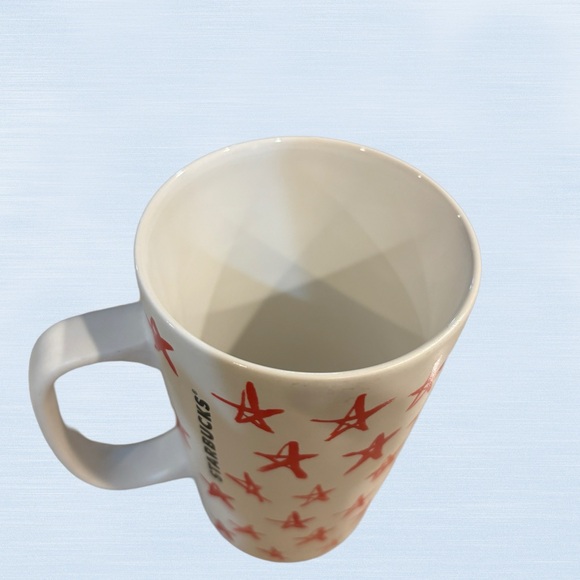 Starbucks White Red Stars 2014 Coffee Cup Mug Mermaid Logo 16oz - Picture 3 of 4